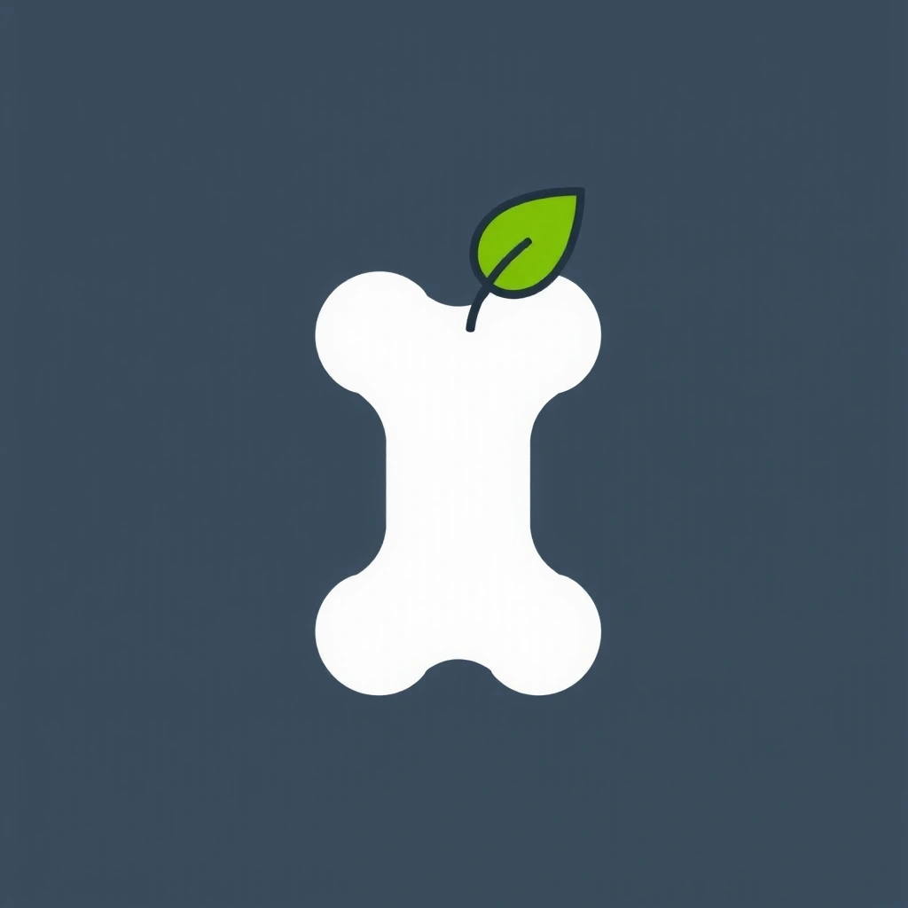 A stylized icon of a healthy bone with a leaf, symbolizing bone and joint health.